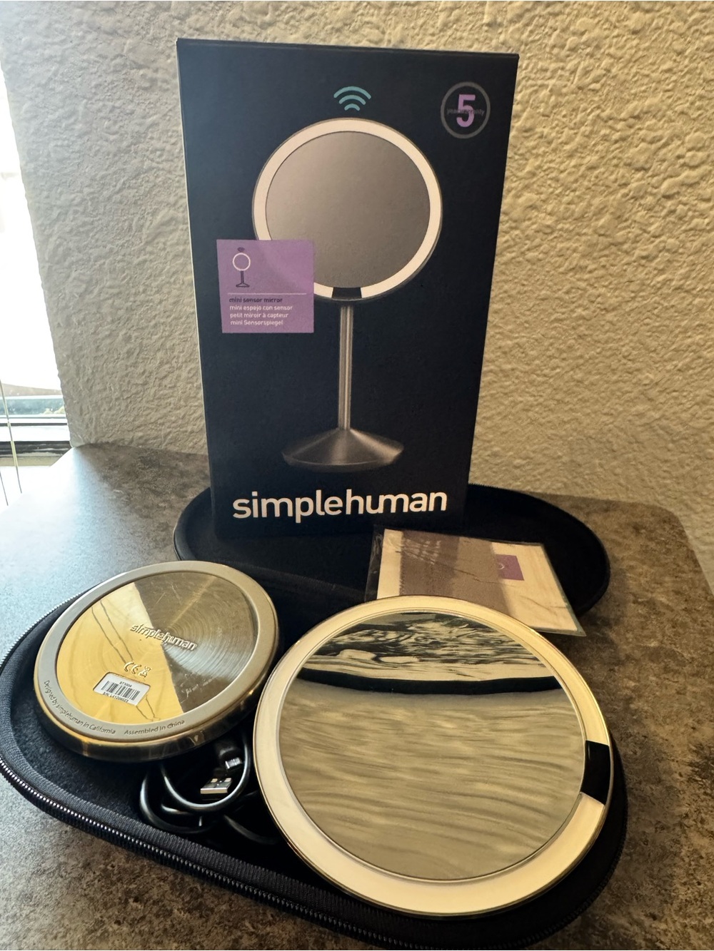 simplehuman Round Sensor Vanity Mirror in Brushed Silver